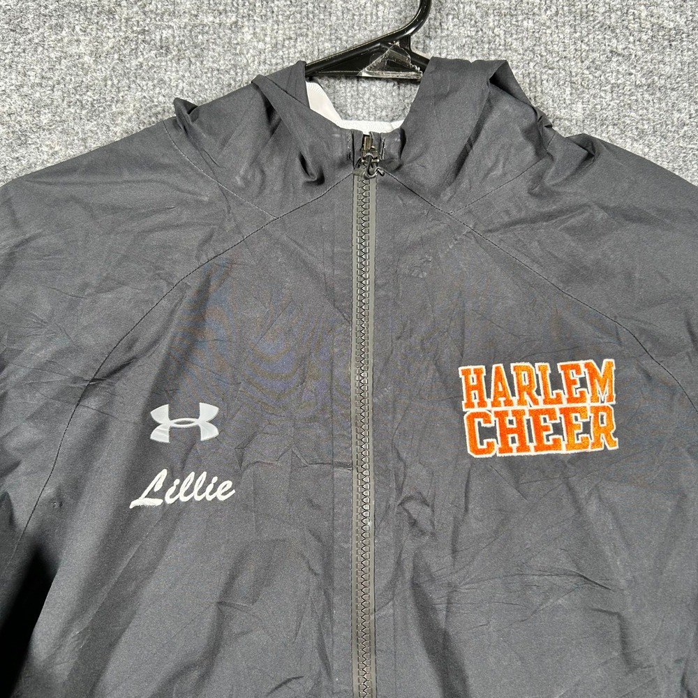 Under Armour Windbreaker Womens Size Small Black Harlem Cheer Loose Fit Hooded